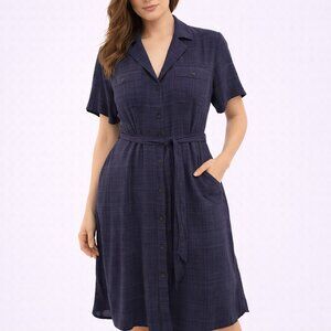 Anthropologie Maeve Women Aria Blue Textured Shirt Dress - Size Medium
